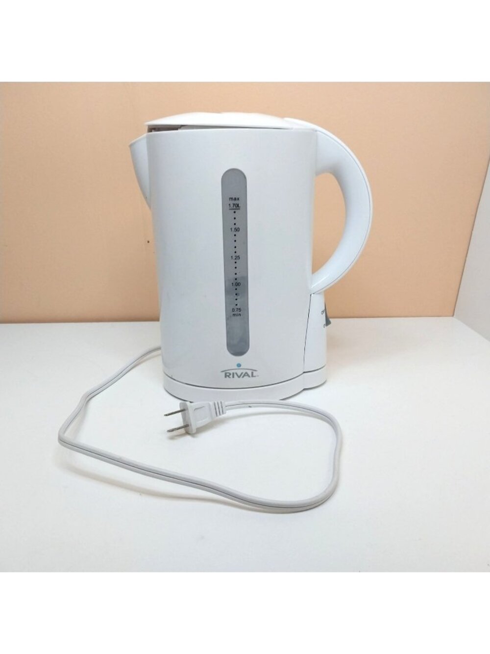 Rival White Electric Kettle Hot Water Boiler 1.7L